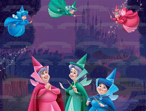 flora fauna and merryweather|blue fairy from sleeping beauty.